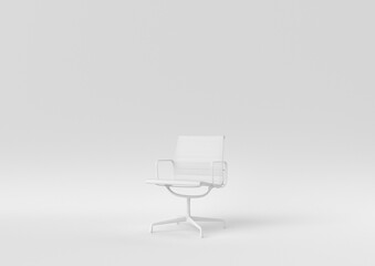 white office chair on white background. minimal concept idea. monochrome. 3d render.