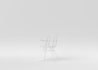 white modern chair on white background. minimal concept idea. monochrome. 3d render.