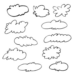 Clouds empty frames, design elements for information text thoughts