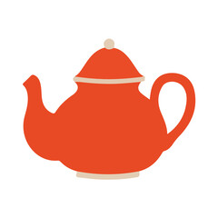 Vintage Teapot Kettle Kitchen appliances on White Background Flat Graphic Illustration simple symbol closeup