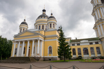 Fototapeta na wymiar Transfiguration Cathedral. Spaso-Preobrazhensky Cathedral on the embankment of Volga river in Rybinsk