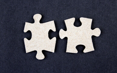 Two pieces from a puzzle on a black background