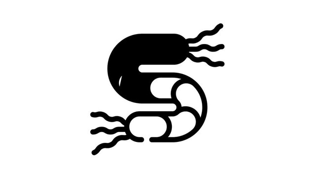 spirilla bacteria black icon animation