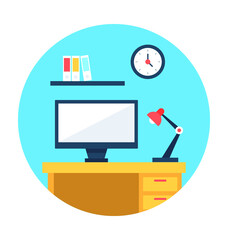 Office Desk Vector Icon