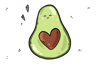 AVOCADO clipart Avocado cute kawaii Cute Cartoon Avocado Valentine's Day greeting card Avocado Love with Hearts Healthy Food