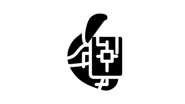 microchip for heart glyph icon animation