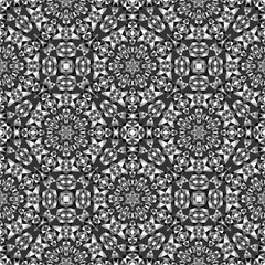 Geometric seamless pattern, ornament, abstract black and white background, fashion print, vector decorative texture.