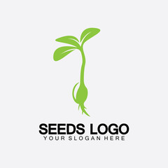 Fototapeta na wymiar Plant Seeds Logo Concept Template Vector.growing seed logo.Seed grow Vector logo illustration design template