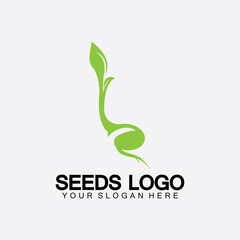 Plant Seeds Logo Concept Template Vector.growing seed logo.Seed grow Vector logo illustration design template