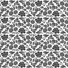 Abstract floral damask seamles pattern black and white wallpaper