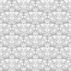 Fototapeta premium Damask twin fishes seamless pattern vintage gray background