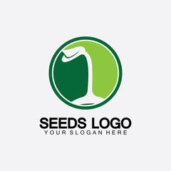 Plant Seeds Logo Concept Template Vector.growing seed logo.Seed grow Vector logo illustration design template