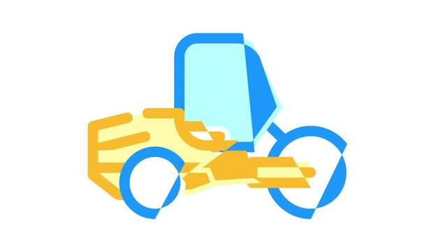 road roller color icon animation