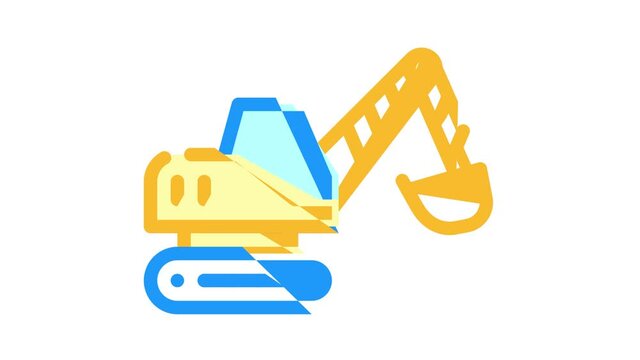 excavator construction vehicle color icon animation