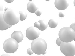 Abstract white many spheres design background