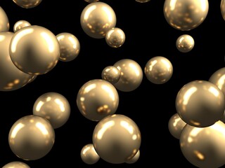 Golden glossy globes balls background