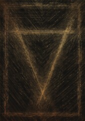 Alchemy symbol - Water. Classical four elements. Digital artwork, A4. Element has golden glittery texture. Fabric texture on the background.