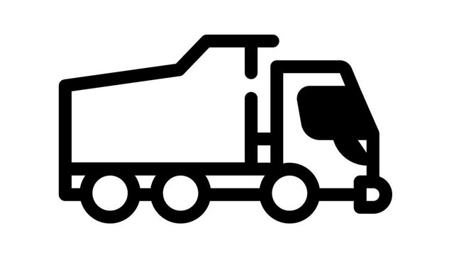 dumper truck black icon animation