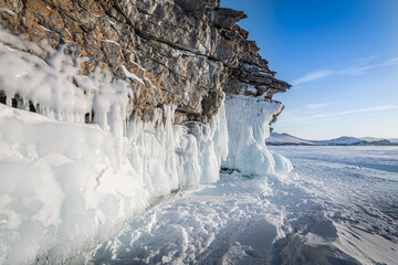 Icy shores of a rocky island