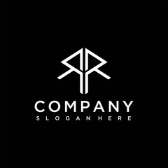 RR initial letter vector line logo design, logo letter r hexagon , logo letter rr combination 