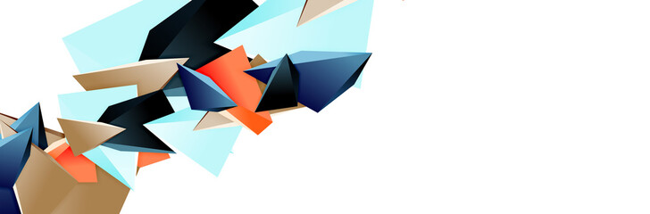 Triangle mosaic abstract background, 3d triangular low poly shapes. Geometric vector illustration for covers, banners, flyers and posters and other