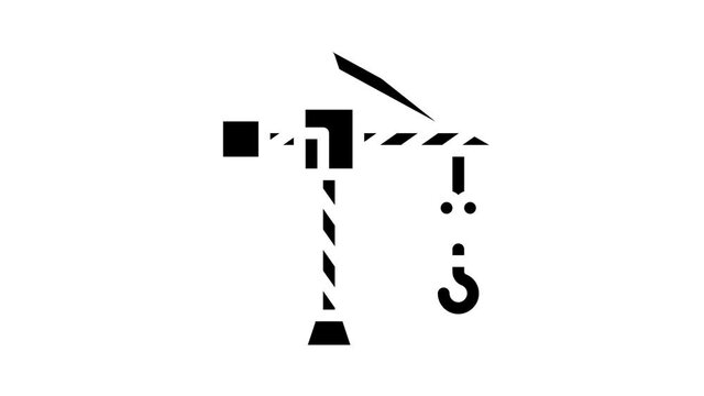 construction crane glyph icon animation