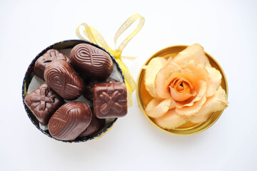 gift box with chocolates isolated on white background 