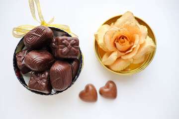 gift box with chocolates isolated on white background 