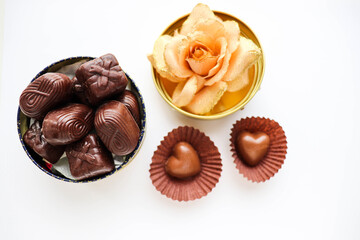 gift box with chocolates isolated on white background 