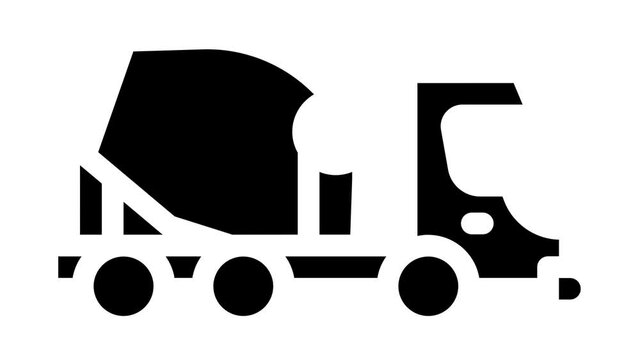 concrete mixer truck glyph icon animation