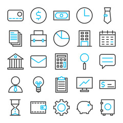 Business financial minimal line icon set, money banking symbol editable stroke