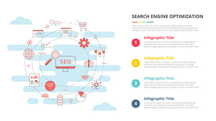 seo concept for infographic template banner with four point list information
