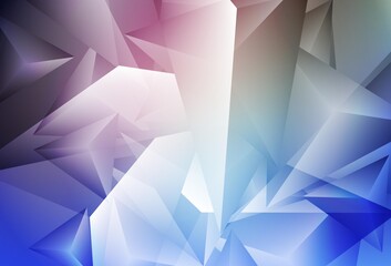 Dark Pink, Blue vector background with triangles.