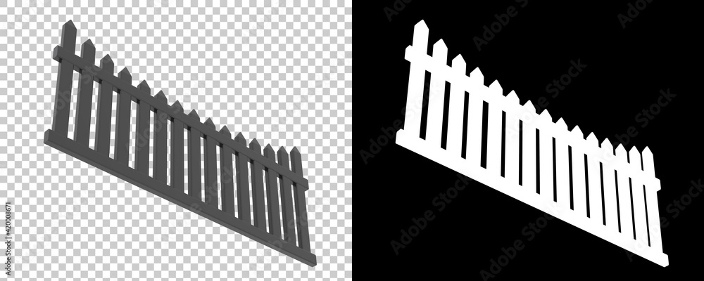 Poster fence isolated on background with mask. 3d rendering - illustration