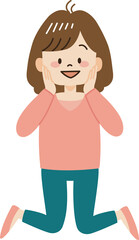 嬉しくてジャンプする女性（主線なし）