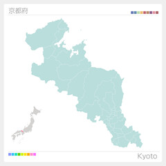 京都府の地図・Kyoto（市町村・区分け）