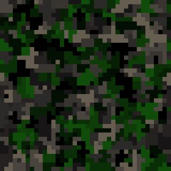 Abstract seamless pattern with green colored chaotic circles on dark