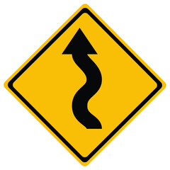 Winding Road Sign. Direction Sign. Left Winding Road