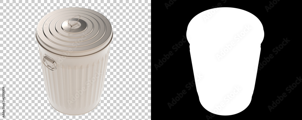 Poster metallic trash bin isolated on background with mask. 3d rendering - illustration