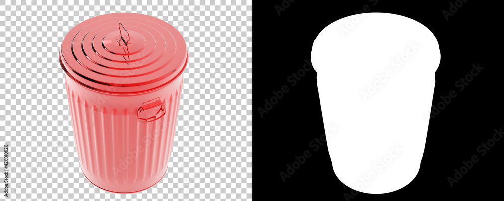 Poster metallic trash bin isolated on background with mask. 3d rendering - illustration