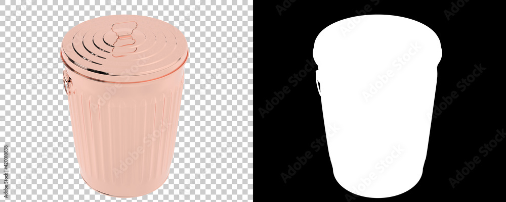 Poster metallic trash bin isolated on background with mask. 3d rendering - illustration
