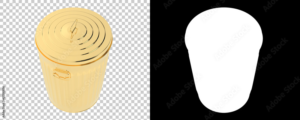 Poster metallic trash bin isolated on background with mask. 3d rendering - illustration