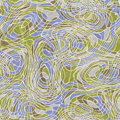 Seamless abstract line geo pattern for print. High quality illustration. Wavy lines resembling topographical maps overlaid and then filled for a modern attractive abstract textured surface design.