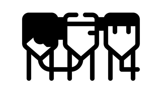 process of neutralization, discoloration and deodorization black icon animation