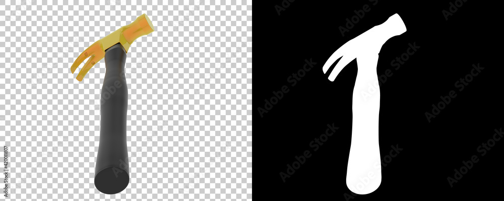 Poster hammer isolated on background with mask. 3d rendering - illustration