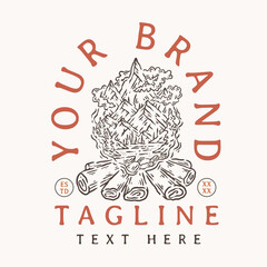 vintage illustration badge design line art outdoor nature