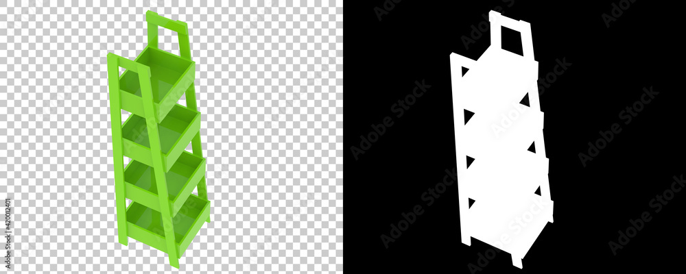 Poster shelf isolated on background with mask. 3d rendering - illustration