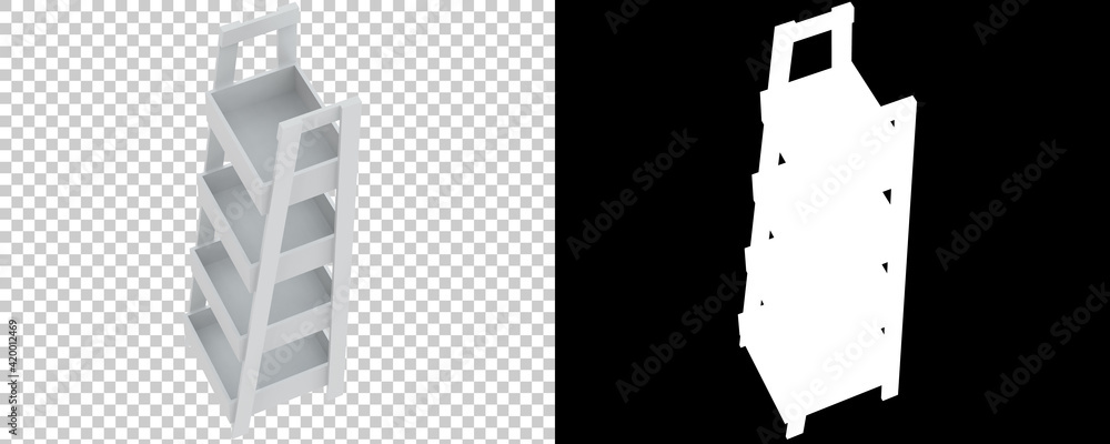 Poster shelf isolated on background with mask. 3d rendering - illustration