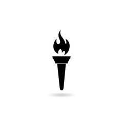 Simple black torch icon with shadow