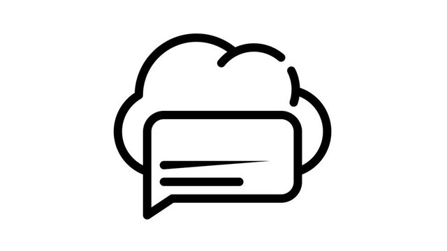 messaging cloud storage black icon animation